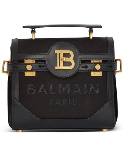Balmain Canvas And Leather B-buzz 23 Top-handle Bag - Black