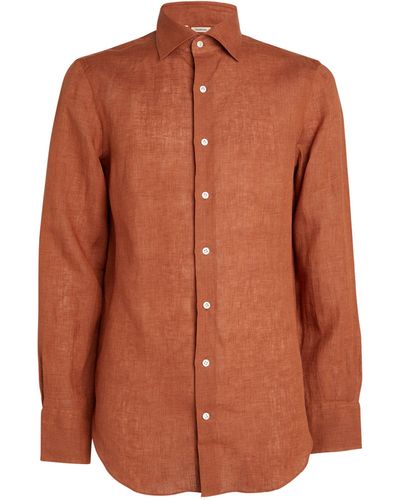 FIORONI CASHMERE Linen Relaxed Shirt - Brown