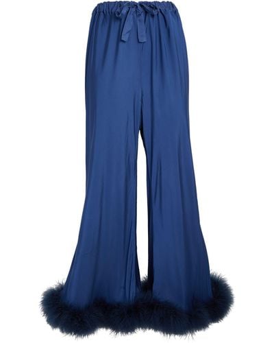 Sleeper Feather-trim Boudoir Pants - Blue