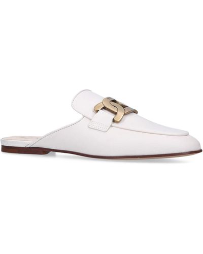 Tod's Leather Cuoio Slippers - White