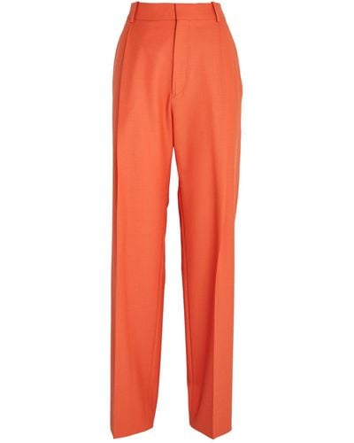 Victoria Beckham Pleated Wide-leg Trousers - Orange