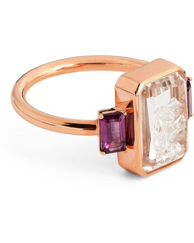 Moritz Glik Rose Gold, Diamond And Garnet Kaleidoscope Shaker Ring - Pink