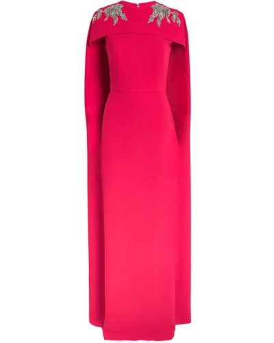Erdem Embellished Cape-detail Gown - Pink