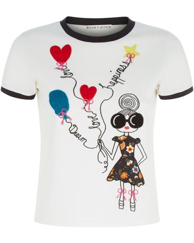 Alice + Olivia Embroidered T-shirt - White