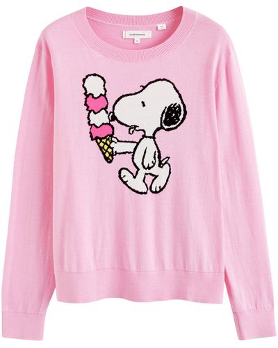 Chinti & Parker Cotton Snoopy Ice Cream Jumper - Pink