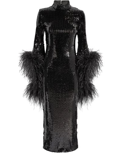 ‎Taller Marmo Ostrich-feather Del Rio Disco Dress - Black