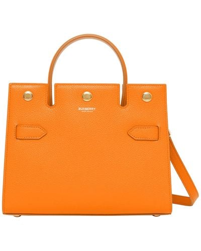 Burberry Mini Leather Title Bag - Orange
