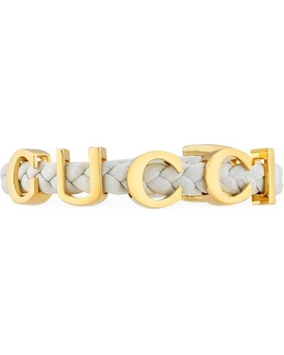 Gucci Leather Logo Bracelet - Metallic