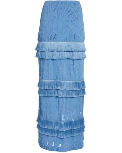 PATBO Fringe-trim Maxi Skirt - Blue