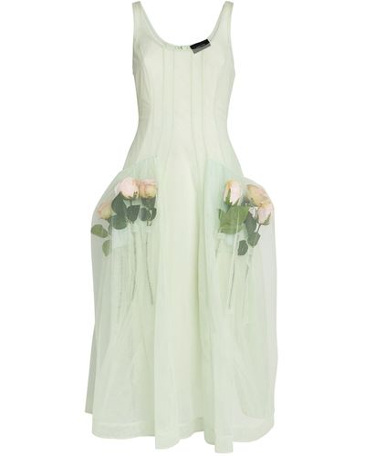 Simone Rocha Floral-embroidered Corset Midi Dress - Green
