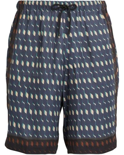 Dries Van Noten Satin Printed Shorts - Blue