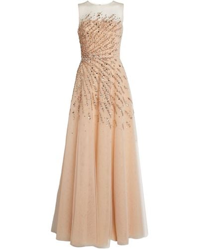 Carolina Herrera Embellished Gown - Natural