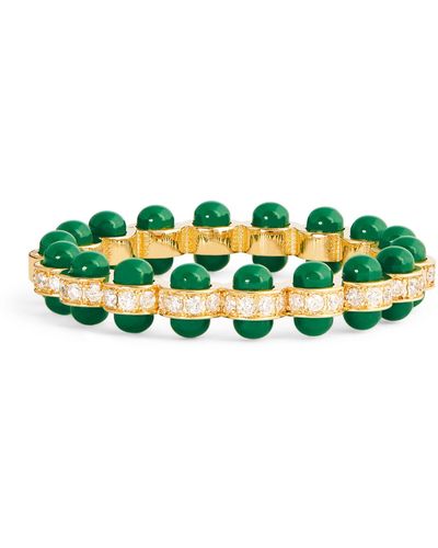 L'Atelier Nawbar Yellow Gold, Diamond And Enamel The Chlorine Ring - Green