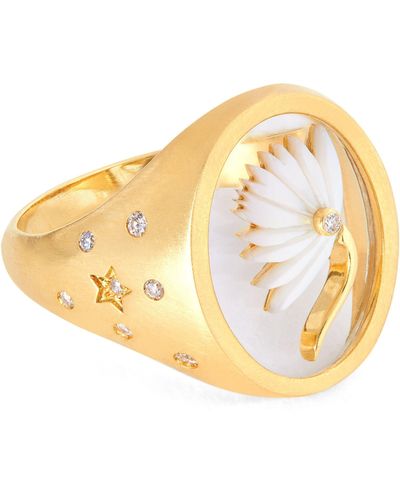 L'Atelier Nawbar Yellow Gold, Diamond And Mother-of-pearl Wared 2.0 Ring - Metallic