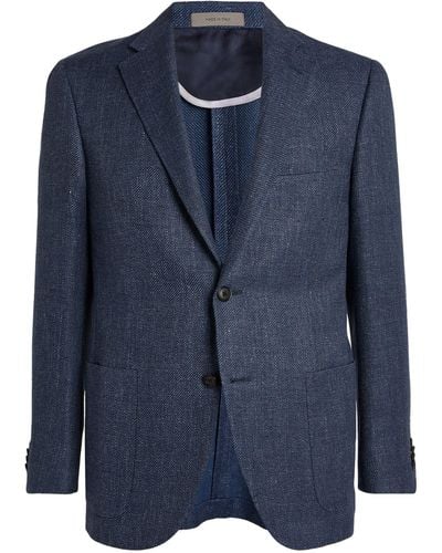 Corneliani Wool-linen Twill Blazer - Blue