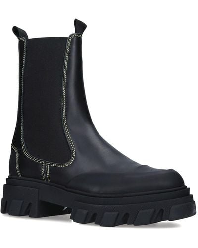 Ganni Leather Xl Chelsea Boots - Black