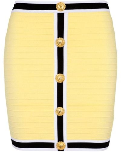 Balmain Stripe-trim Mini Skirt - Yellow