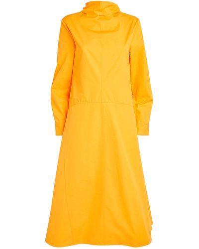 Jil Sander Cotton A-line Midi Dress - Yellow