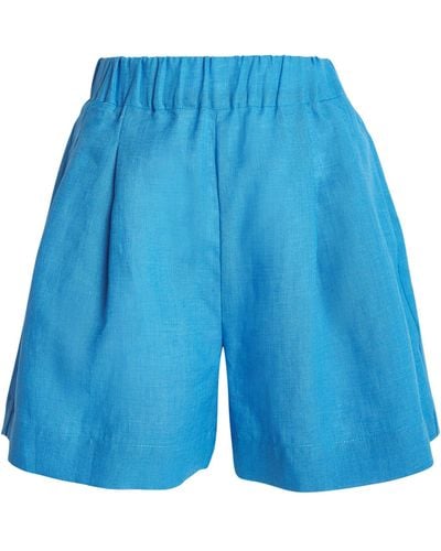Asceno Organic Linen Zurich Shorts - Blue