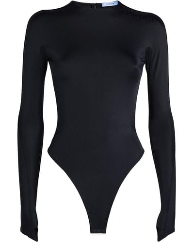 Mugler Logo-embossed Bodysuit - Black