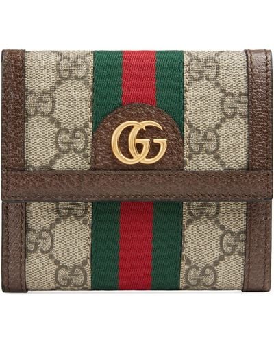Gucci Leather Ophidia Gg Web Stripe Wallet - Green