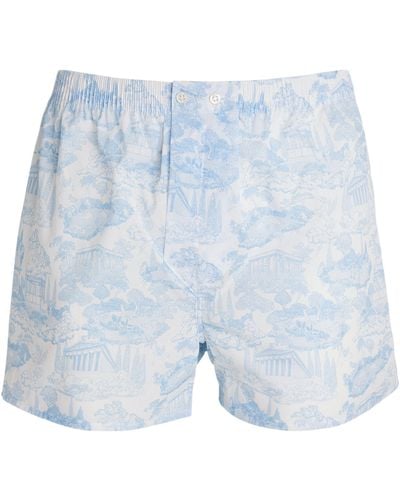 Derek Rose Cotton Printed Boxer Shorts - Blue