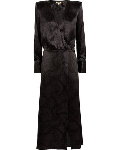 L'Agence Chain Print Gianni Midi Dress - Black
