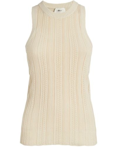 7 For All Mankind Pointelle Mixed-stitch Tank Top - Natural