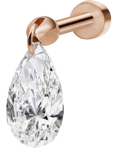 Maria Tash Rose Gold Floating Pear Diamond Charm Threaded Stud Earring (7mm) - Metallic