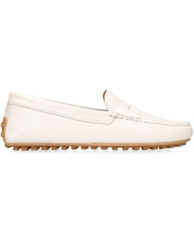 Tod's Leather City Gommino Driving Shoes - White