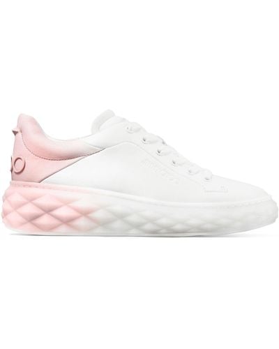 Jimmy Choo Diamond Maxi Brand-embellished Leather Low-top Sneakers - White