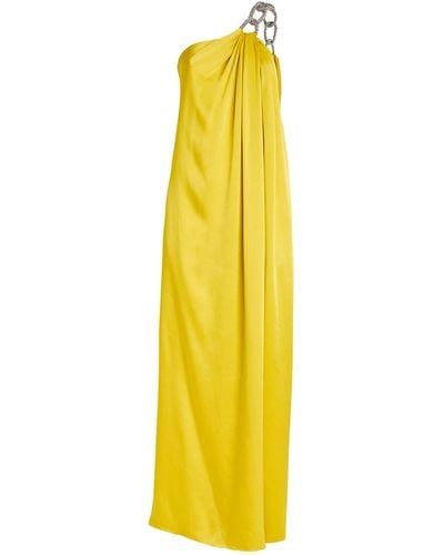 Stella McCartney Exclusive Satin Embellished Falabella Gown - Yellow