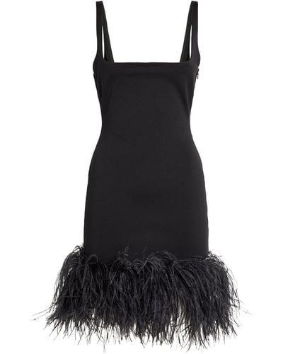 16Arlington Marabou Feather-trim Mini Dress - Black