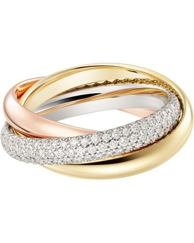 Cartier Medium White, Yellow, Rose Gold And Diamond Trinity Ring - Metallic