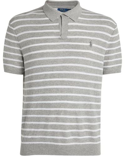 Polo Ralph Lauren Cotton-linen Striped Polo Shirt - Grey