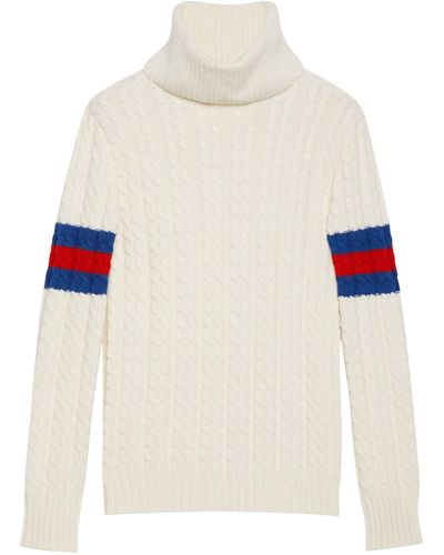 Gucci Wool-cashmere Cable-knit Sweater - White