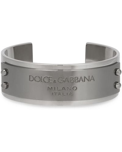 Dolce & Gabbana Logo-engraved Bangle - Gray
