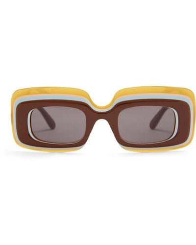 Loewe X Paula's Ibiza Layered Rectangular Sunglasses - Brown