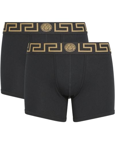 Versace Iconic Greca Boxer Briefs (pack Of 2) - Black
