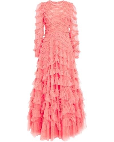 Needle & Thread Lana Ruffled Tulle Gown - Pink