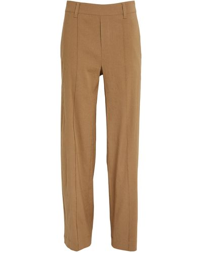 Vince Linen-blend High-rise Straight Trousers - Natural