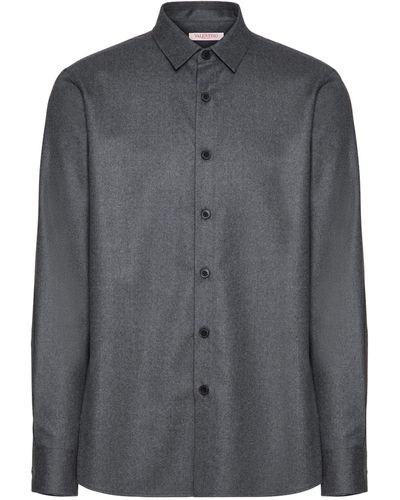 Valentino Virgin Wool-cashmere Shirt - Gray
