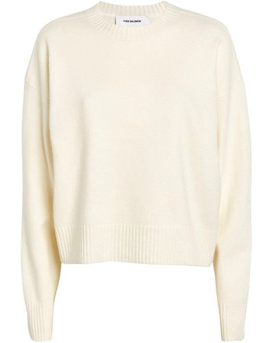 Yves Salomon Knitted Crew-neck Sweater - White