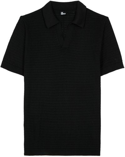The Kooples Crochet Polo Shirt - Black