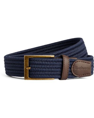 Barbour Faux Leather-trim Woven Belt - Blue