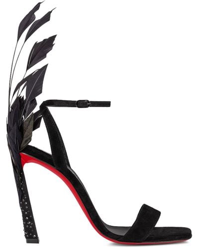 Christian Louboutin Condora Queen Feather-embellished Sandals 100 - Black