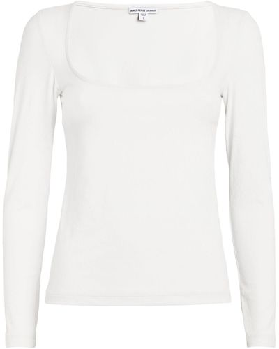 James Perse Velvet Square-neck T-shirt - White