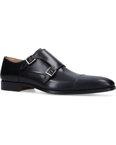 Magnanni Double Monk Strap Leather Shoes - Black
