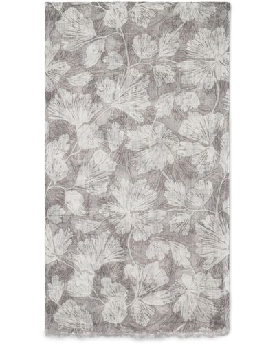 Brunello Cucinelli Linen Printed Scarf - Grey