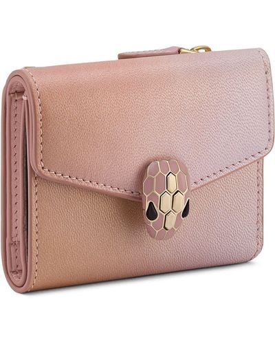 BVLGARI Leather Serpenti Forever Compact Wallet - Pink
